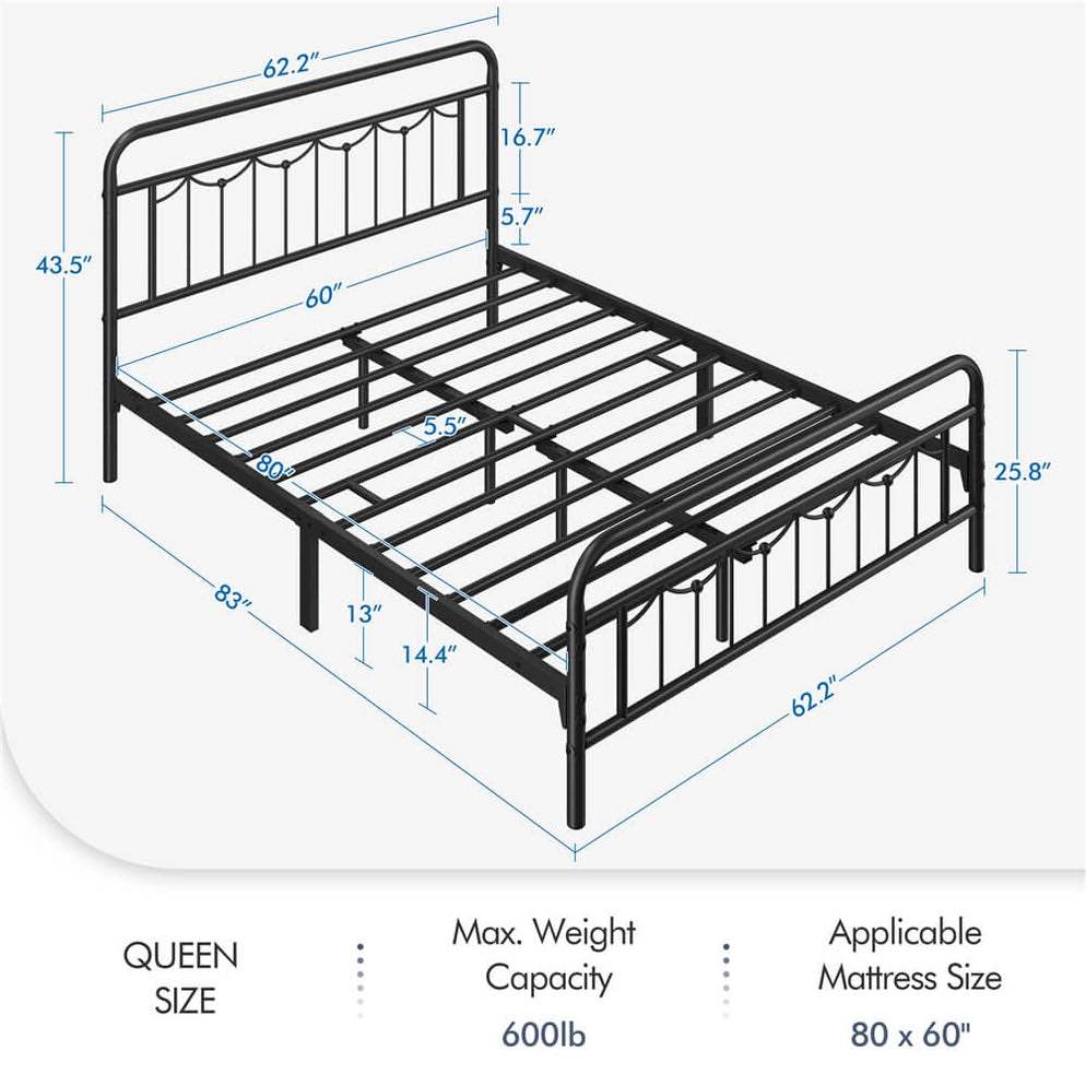  Yaheetech Metal Bed Frame with Headboard and Footboard full bed 