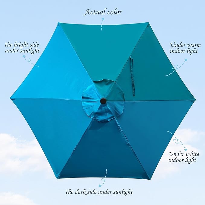 Blissun 7.5 ft Patio Umbrella, Yard Umbrella, Outdoor Market Umbrella with Push Button Tilt Crank (Cerulean)