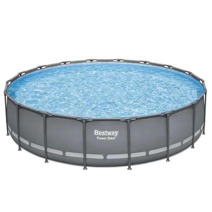 ( pickup 2 boxes Bestway Power Steel 18’ X 48” Round Above Ground Pool Set With 1,500 Gal. Sand Filter Pump
