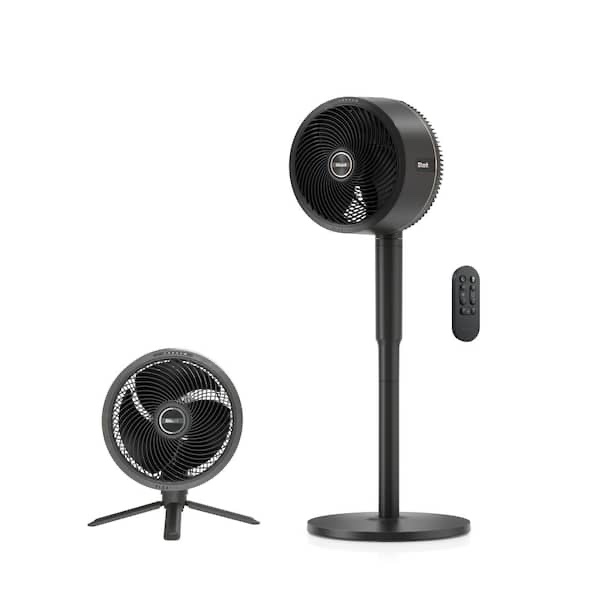 flexbreeze 13in. portable 5 fan speeds pedestal fan in dark grey with up to 24 hours of cordless runtime