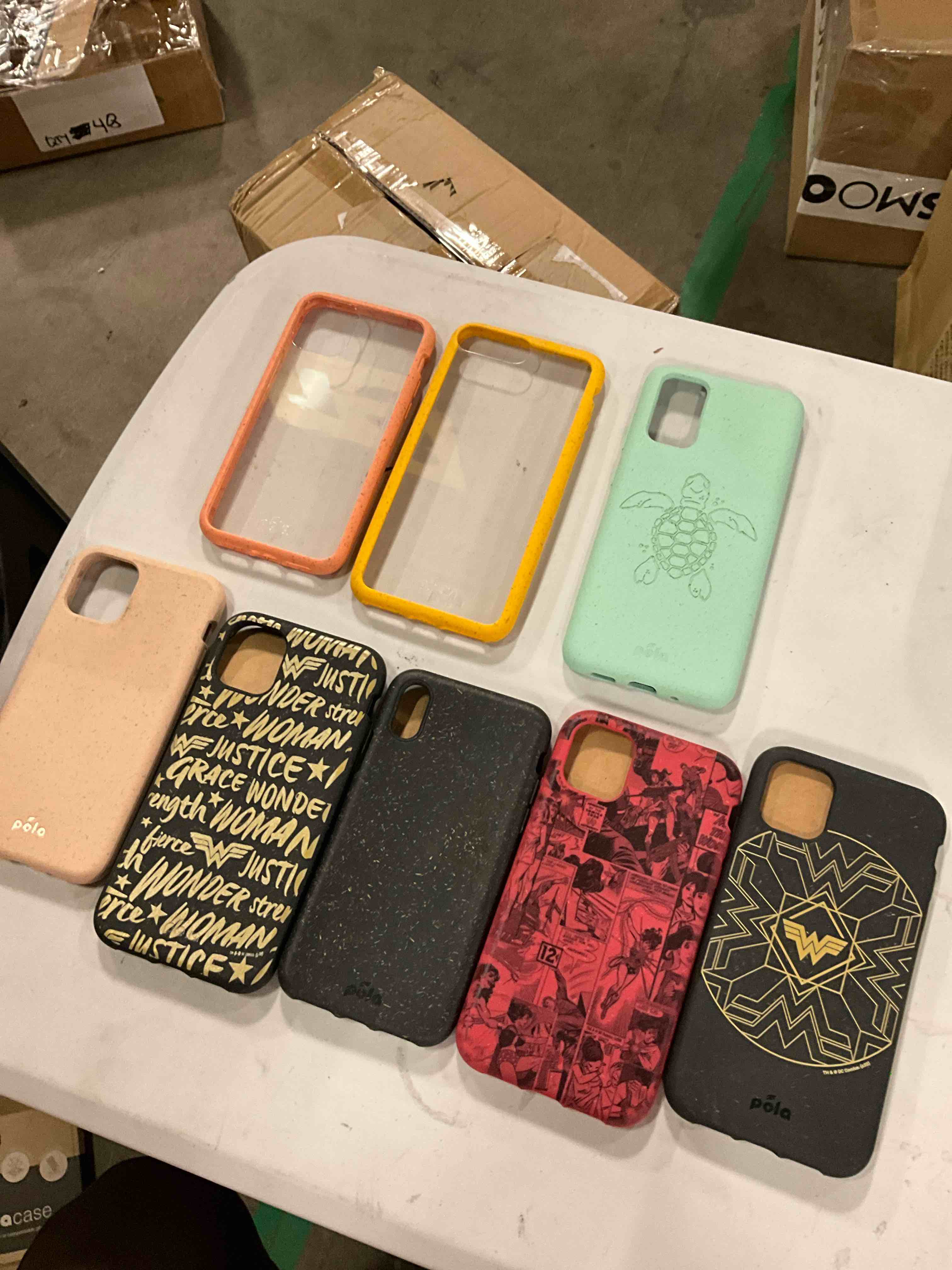assorted box lot of phone cases for : iphone 6/6/7/8, iphone 11 pro, iphone xr, samsung s20, iphone 11, iphone x (colors vary)