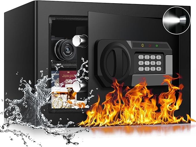 similar products 0.88 Cub Small Home Safe Fireproof Waterproofe, Anti-theft Fireproof Safe Box with With Programmable Keypad & Removable Shelf and Led Light, Digital Security Safes for Documents Money Valuables