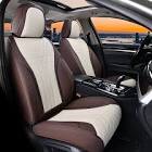 Doogo Leather Seat Covers, Automotive Seat Covers 2PCS,Waterproof Front Seat Cover for Cars, Luxury Leatherette Car Seat Cushion, Gray Seat Covers for Sedan SUV Pick-up Truck (brown and beige Front Pair)