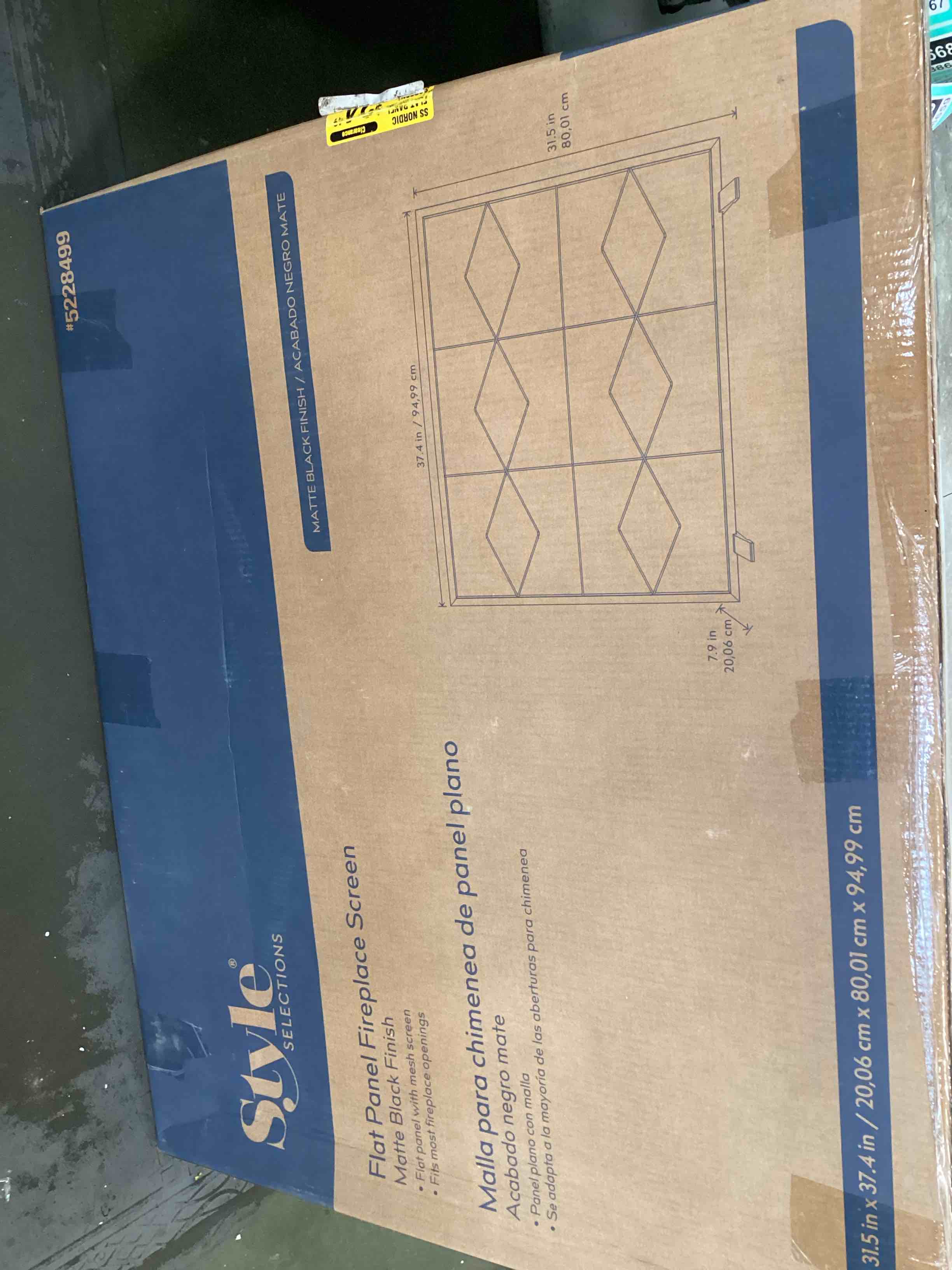 Style Selections Flat Panel Fireplace Screen Matte Black Finish Brand New Sealed