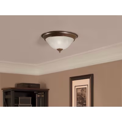 Portfolio 13-in W Rustic Brown Ceiling Flush Mount