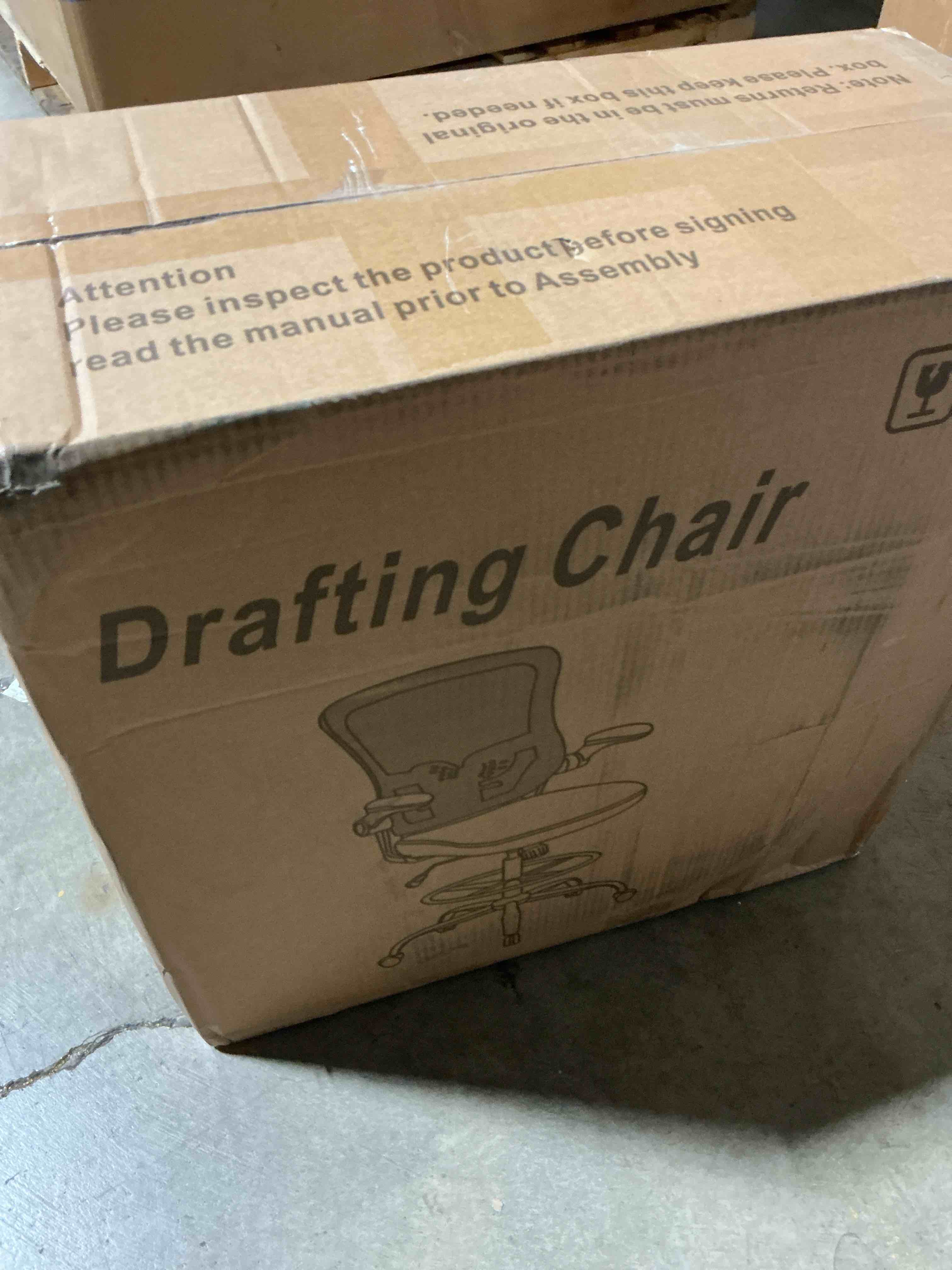 Condition photo showing New/Like New for drafting chair, ergonomic tall office chair for standing desk, counter height desk chair with adjustable padded armrests and footrest ring standing desk chair adjustable height with lumbar support