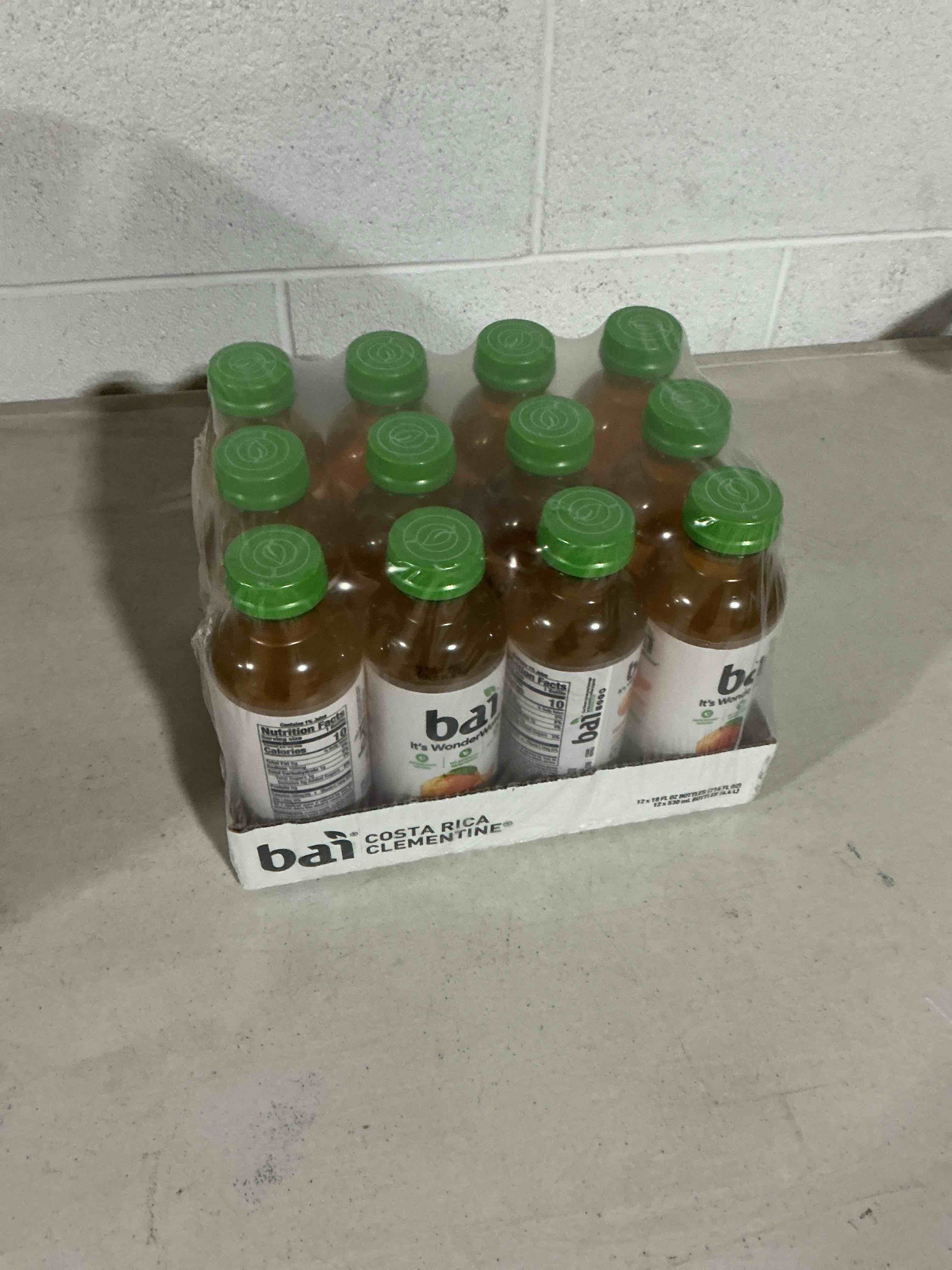 Condition photo showing New/Like New for bai costa rica clementine antioxidant infused beverage, 18 fluid ounce (pack of 12) bbd: 04/09/2026