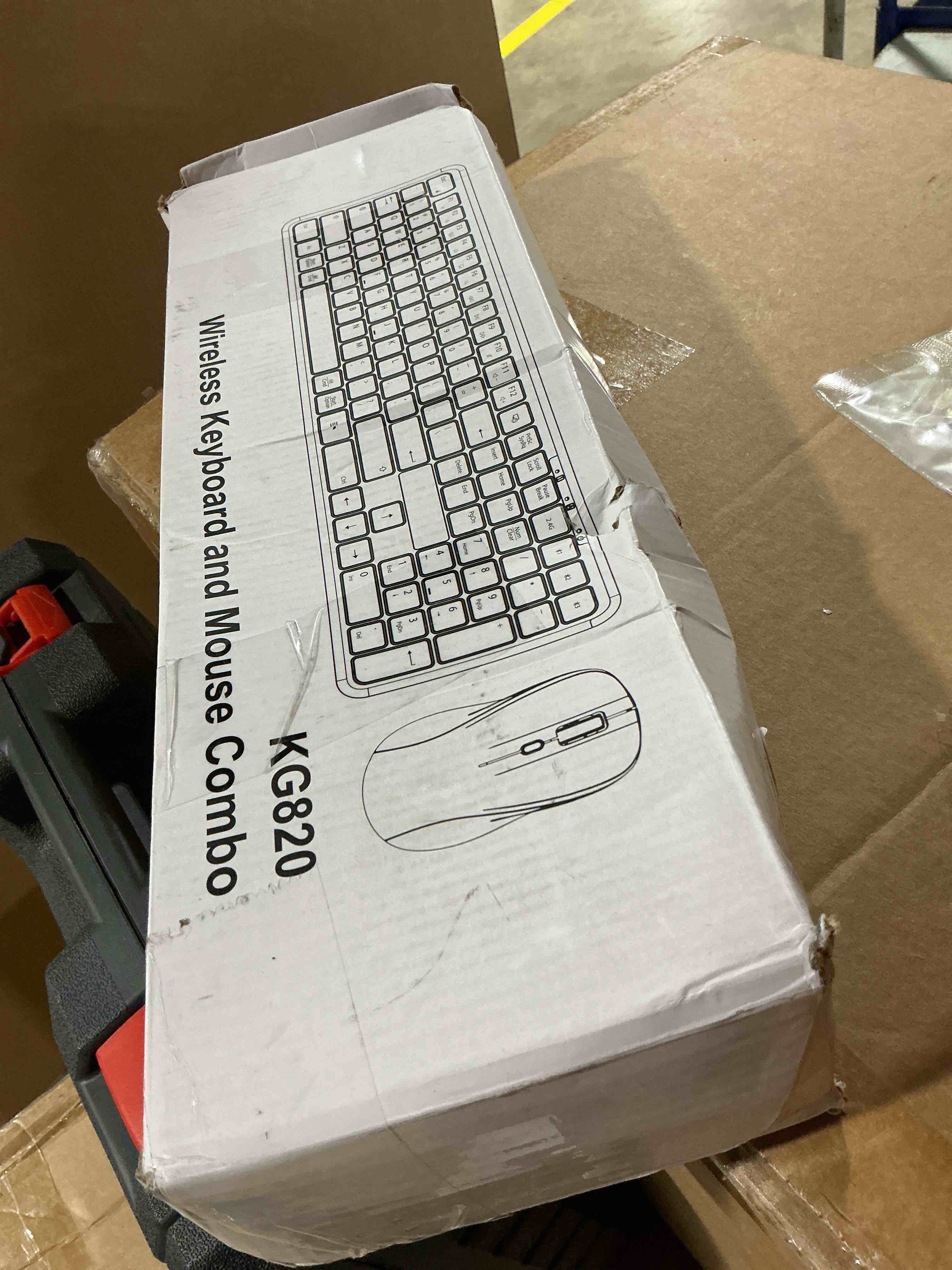 Condition photo showing As Is for wireless keyboard and mouse combo, full-size silent ergonomic keyboard and mouse, sleep mode, long battery life, 2.4g lag-free cordless mice keyboard set for computer, laptop, pc, mac, windows (black)