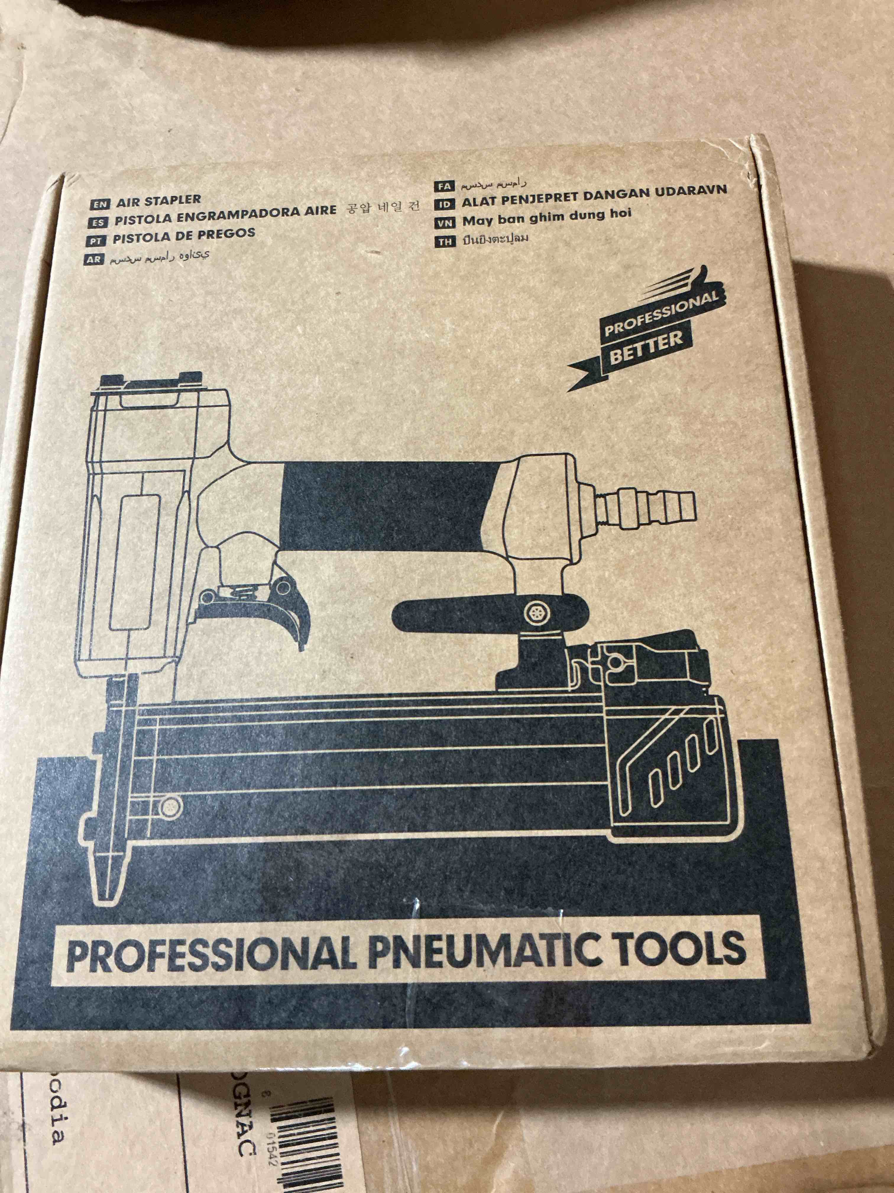 Condition photo showing As Is for keentech pneumatic pin nailer 23 gauge, pin nail gun with 2160pcs 1/2" to 1-3/8" pin nails, headless air micro pinner with dual safety trigger for cabinets, interior decoration, windows, crafts 1/2" to 1-3/8" pin nails red