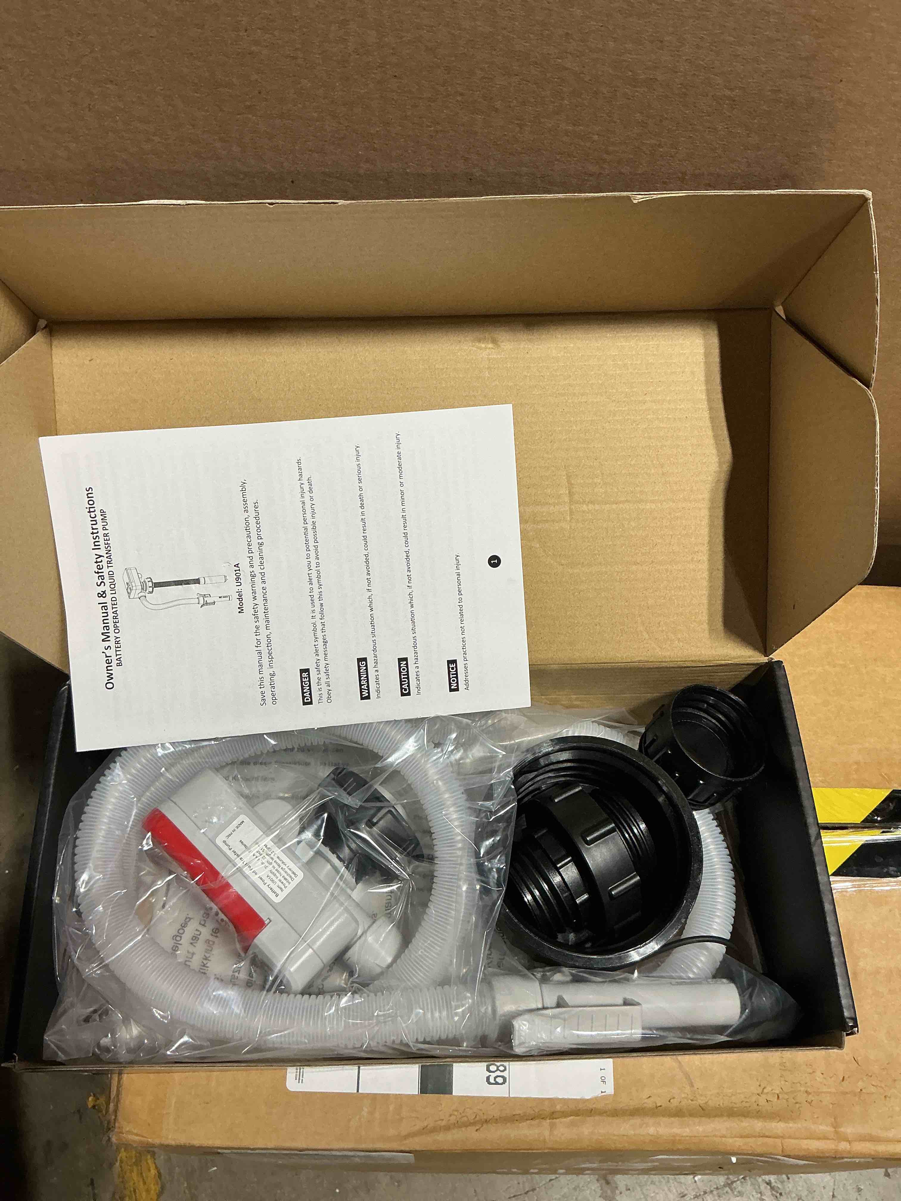 Condition photo showing Good Condition for fuel transfer pump with auto-stop sensor and 4 tank adapter, 3.2gpm 51" hose battery-powered portable gas can pump for gasoline & diesel oil (red)