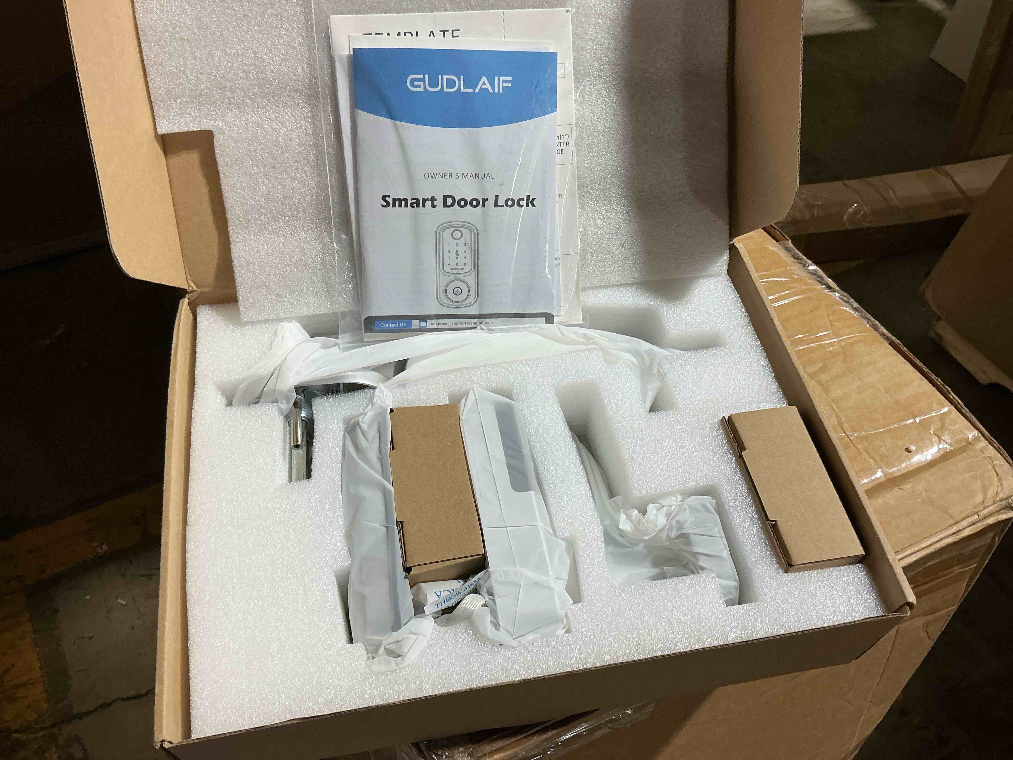 Condition photo showing New/Like New for keyless entry door lock deadbolt with handle set, smart front door lock set, keyless entry keypad deadbolt, electronic keypad fingerprint with alexa, easy installation (silver) different stock color 