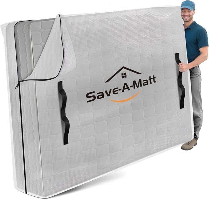 mattress bags for moving and storage (queen) heavy duty moving supplies, handles, strong zipper, mattress cover queen size bed bags, storage cover essentials packing protector white