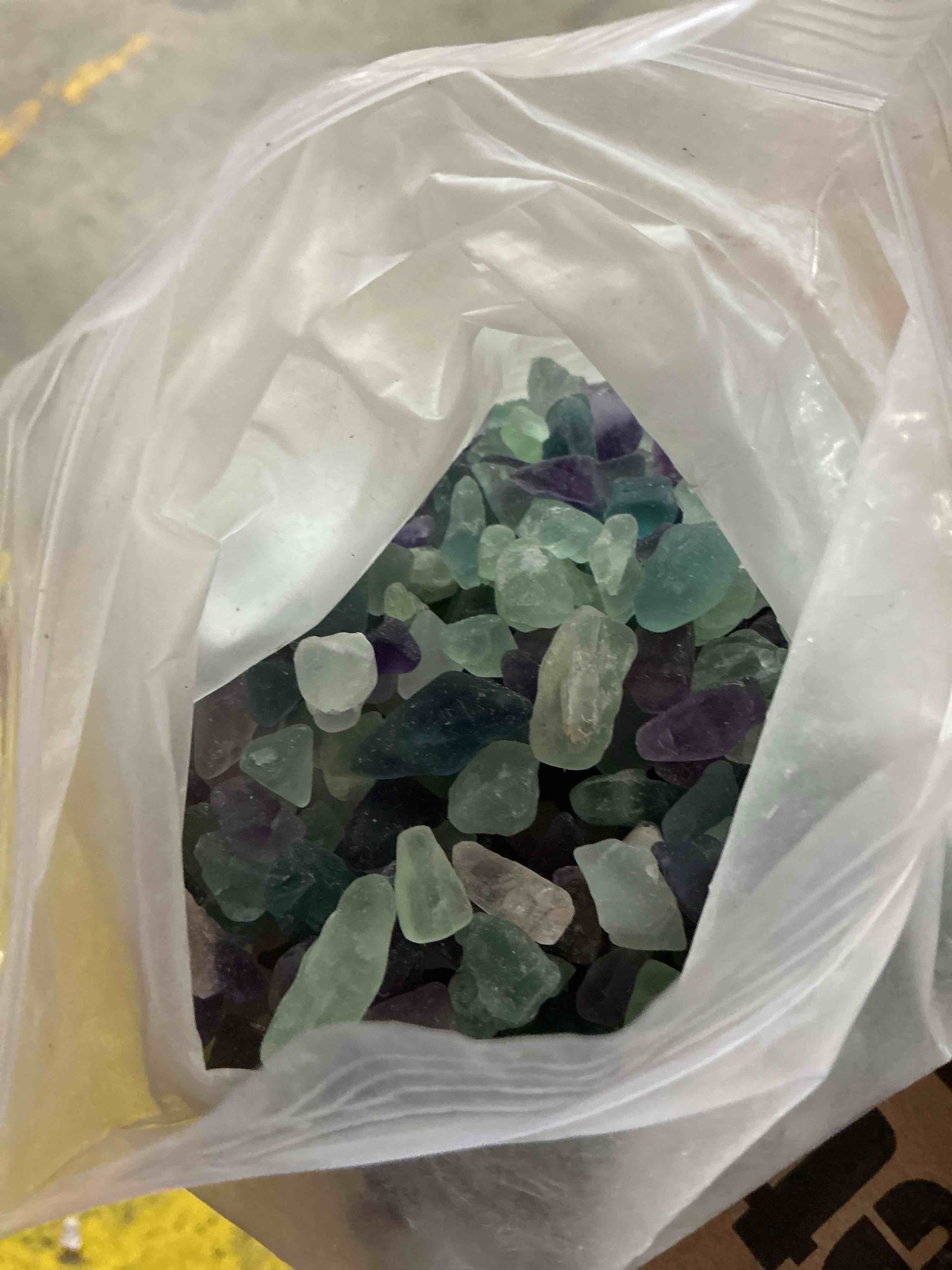 Condition photo showing As Is for dormiya 1 kg sea glass stones, colorful frosted glass pebbles 0.79-1.57 in, aquarium rocks for vase 