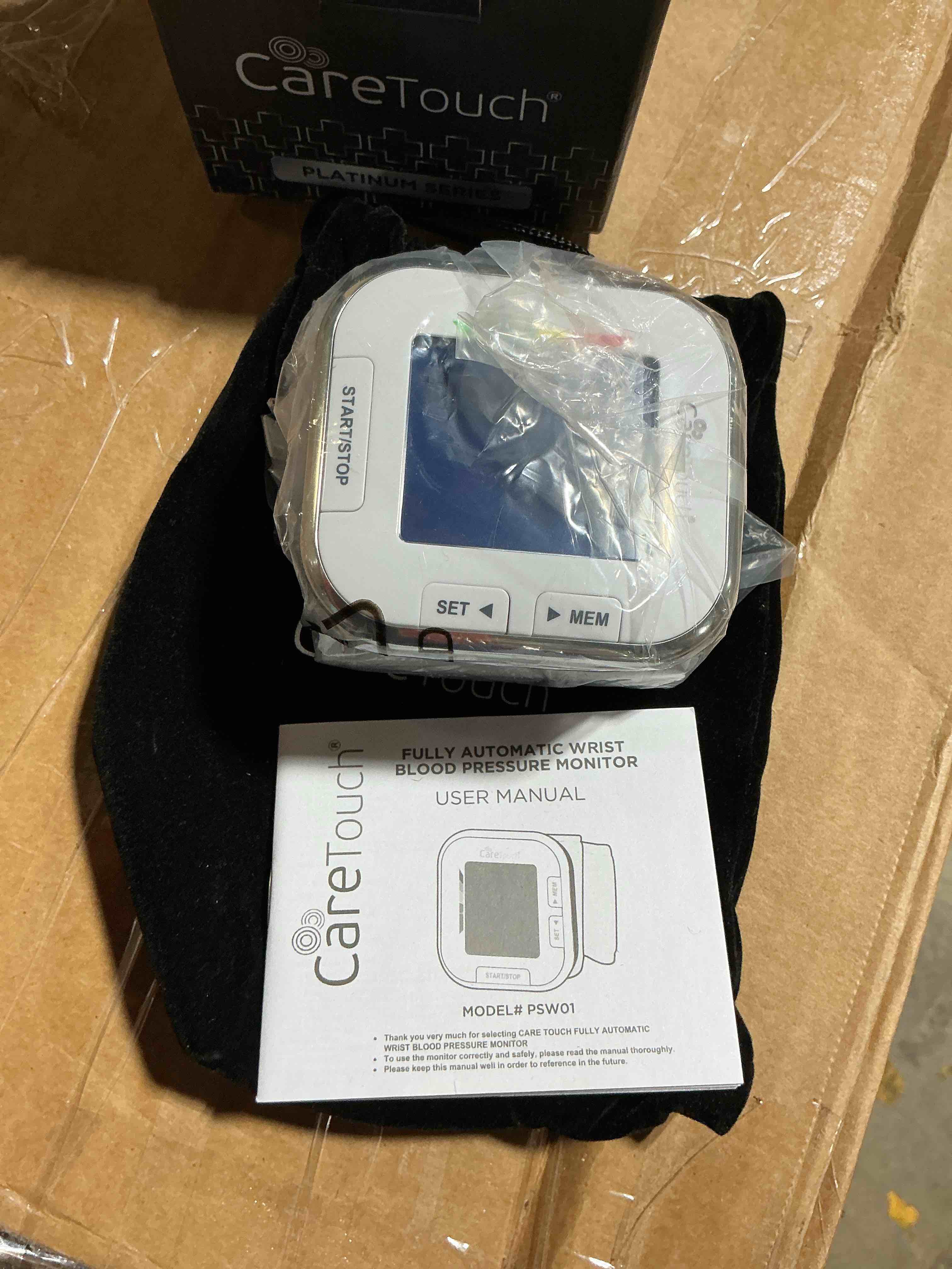 Condition photo showing New/Like New for care touch digital wrist blood pressure monitor for adults size 5.5-8.5" for home use, automatic high blood pressure machine with batteries & carrying case