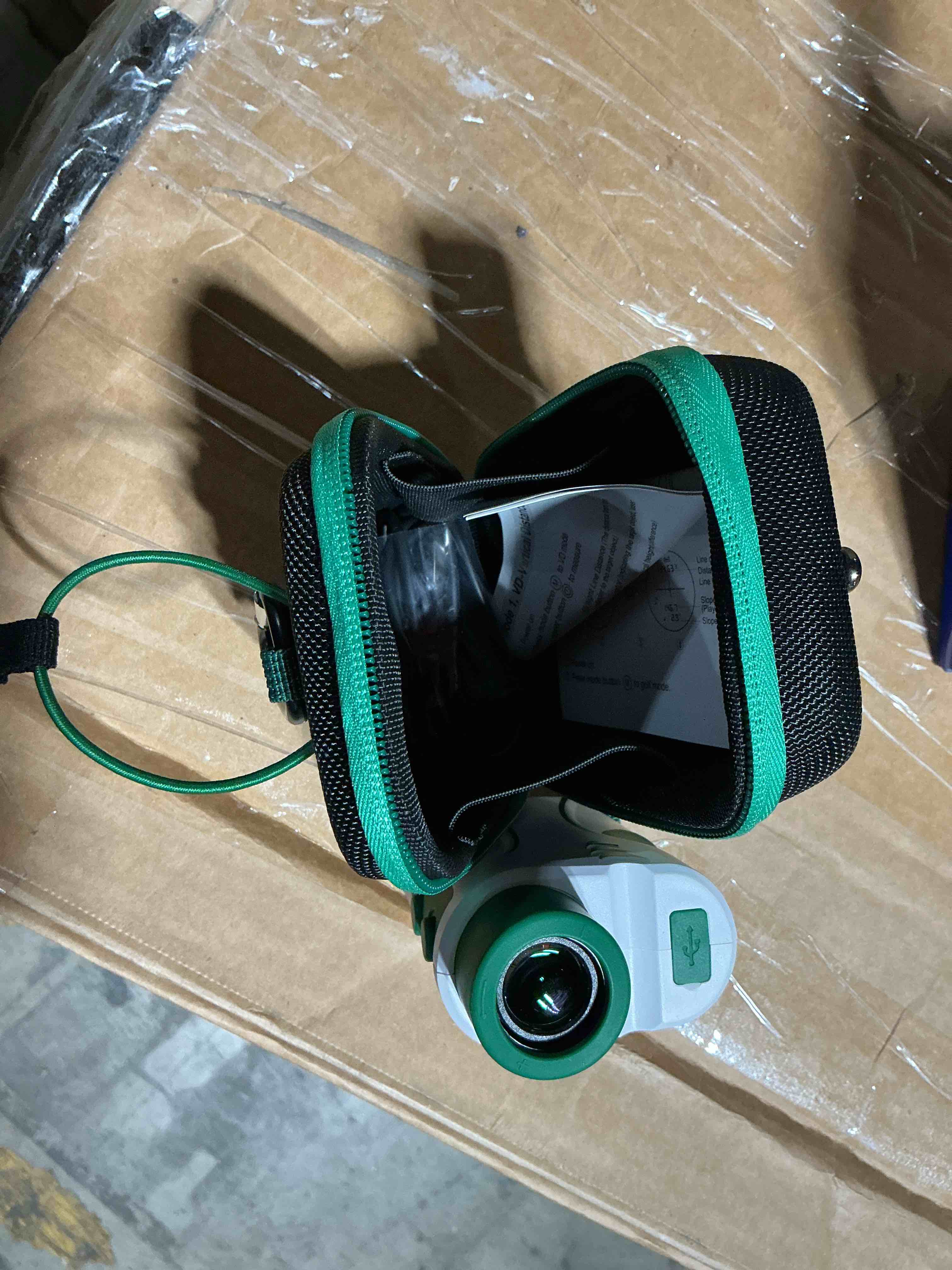 Condition photo showing As Is for revasri range finder for golf and disc golf, measure in feet yards, elevation and slope calculation, pin lock and vibration, 1000 yards rechargeable rangefinder