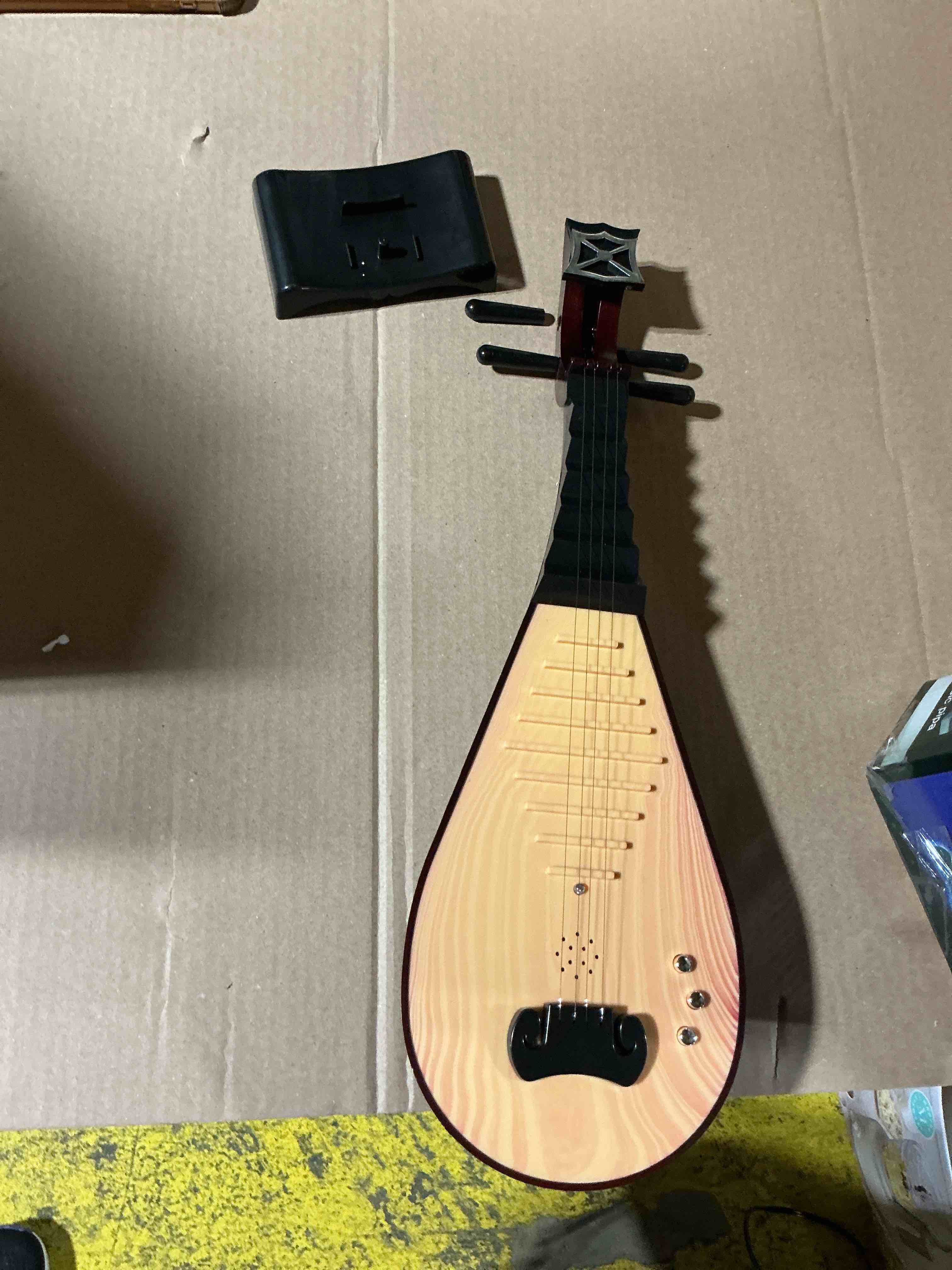 Condition photo showing As Is for chinese lute model 19.29x6.10x2.36in traditional chinese stringed instrument simulation pipa ornament for home decor ancient style photo prop 49x15.5x6cm random color