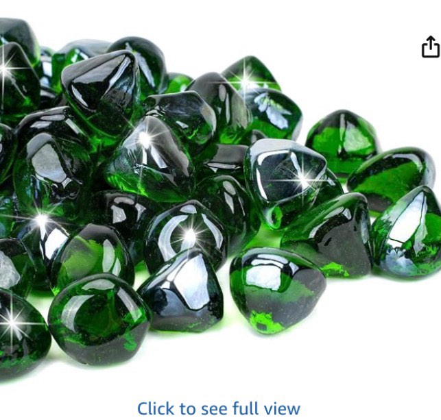 green fire glass, 10 pounds of 1 in. premium tempered square fire pit glass, high luster fireglass f