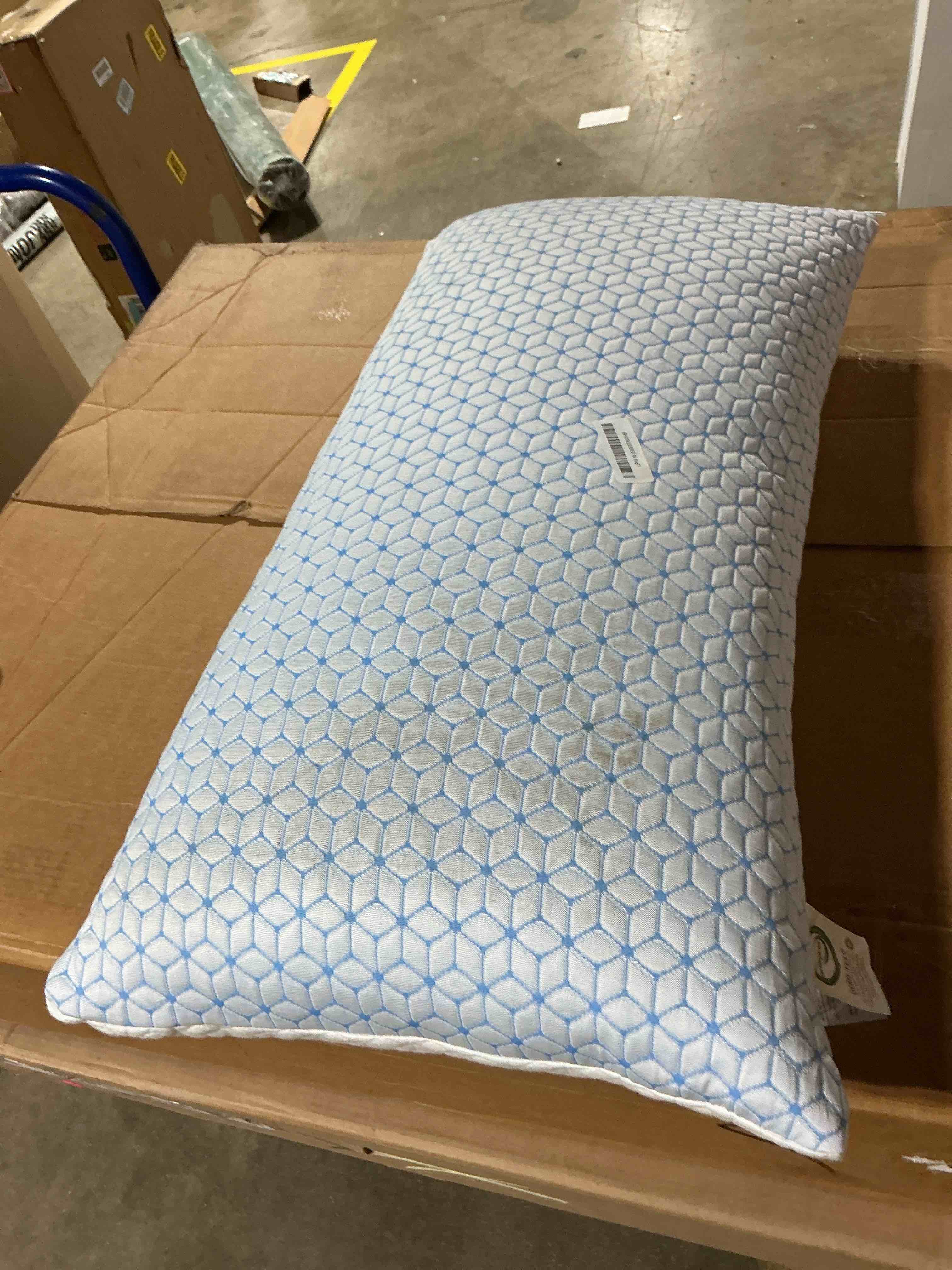 Condition photo showing As Is for love attitude bed pillow king size 1 pack, shredded memory foam pillow adjustable, cooling pillow soft and supportive for side back stomach sleepers king (1 pack)
