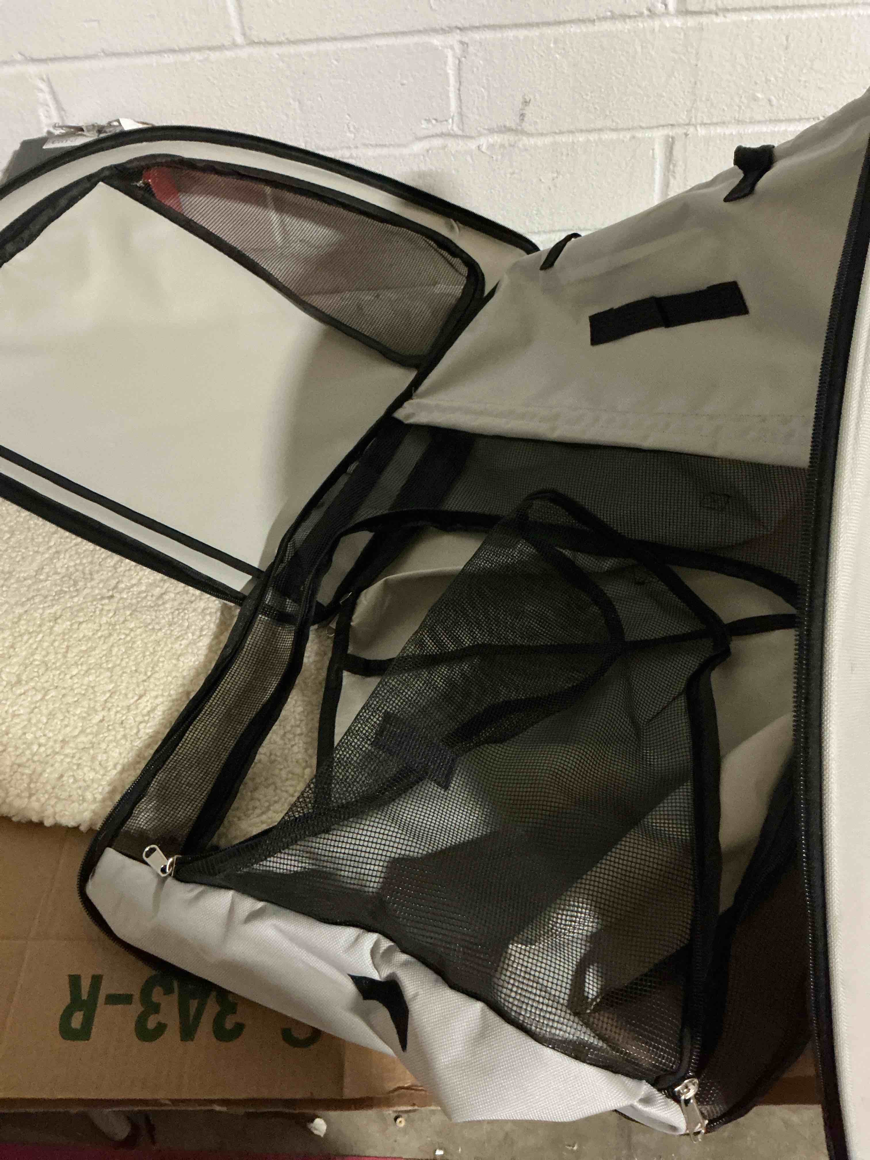 Condition photo showing As Is for (similar) dog car seat, enclosed carrier for pets travel safety dog crate soft-sided covered car kennel carrier for backseat for medium dogs