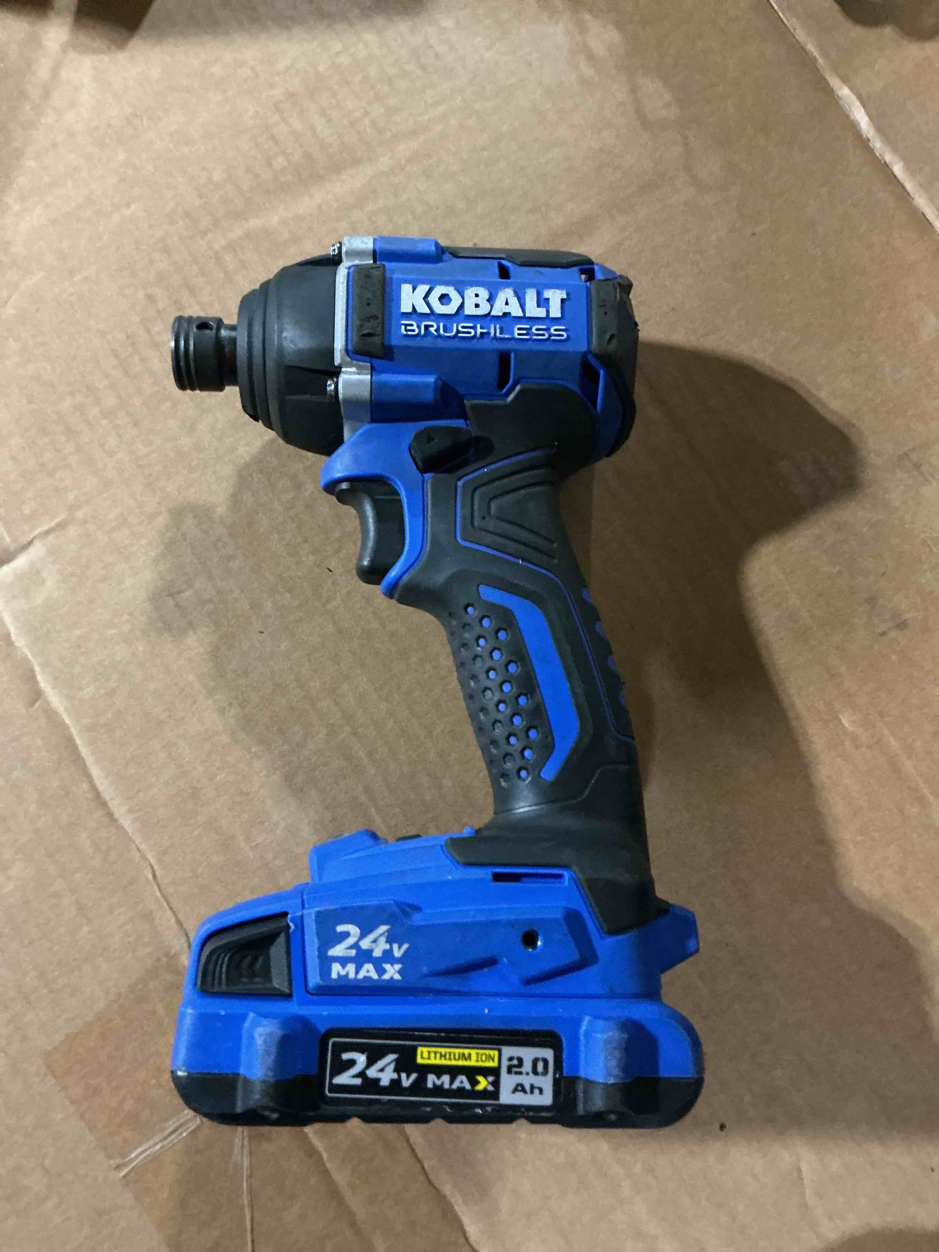 kobalt 24-volt max lithium ion (li-ion) 1/2-in cordless brushless drill with battery and soft case. ( see additional pictures )