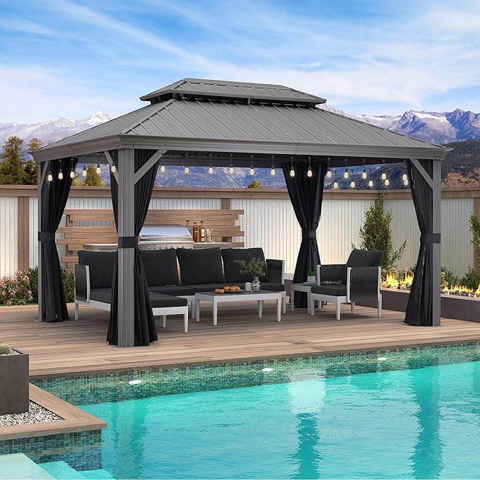 (Incomplete, box 5/5)Purple Leaf 12'x16' Hardtop Gazebo Box 5 Size: 14 ft x 10 ft