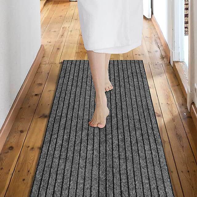 Custom Size Backed Non-Slip Area Rugs Runner, Easy Clean, Waterproof Runner Rugs for Hallway Entryway, Kitchen, Laundry, 2FT x 6FT, Gray 2FT*6FT