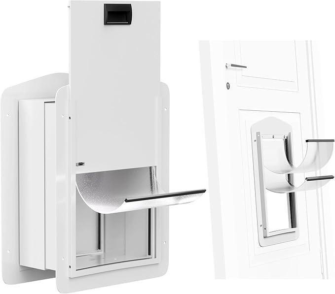 Double-Flap Pet Door for Wall and Door, with Closing Panel and Lock, Dog Door and Cat Door, Adjustab