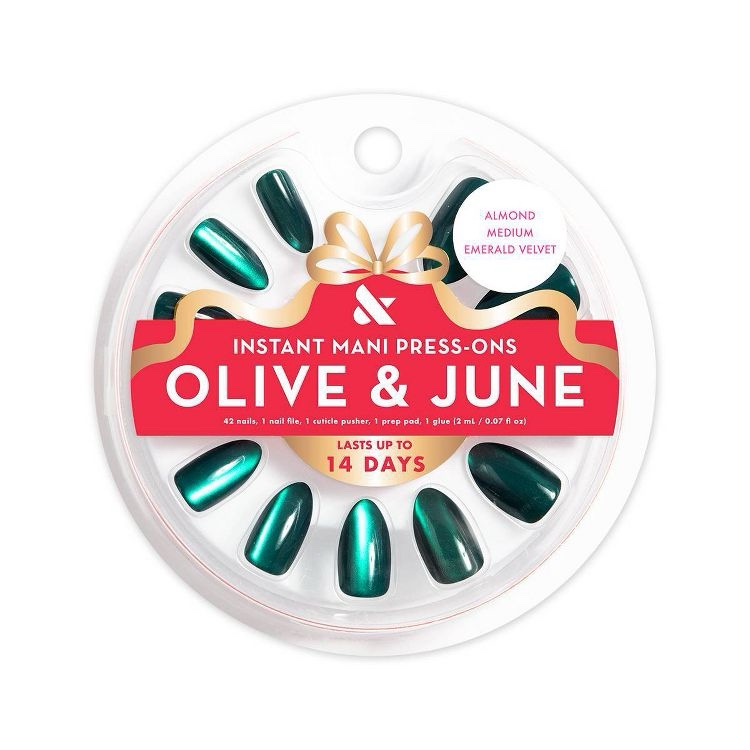 Olive & June Press-On - M Almond - Emerald Velvet - 42ct
