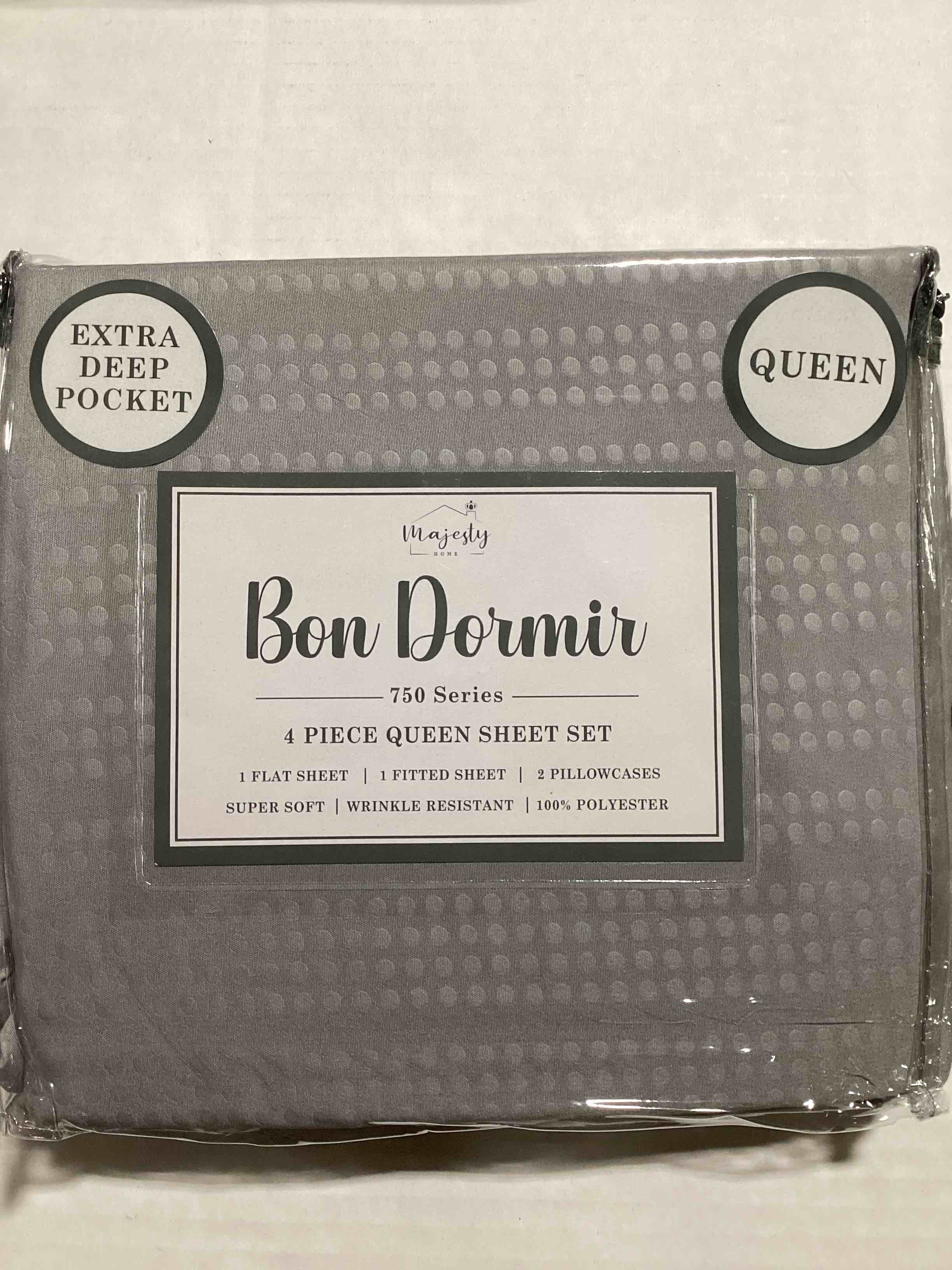 Bon Dormir 750 series 4 piece queen sheet set includes one flat sheet one fitted sheet two pillowcases