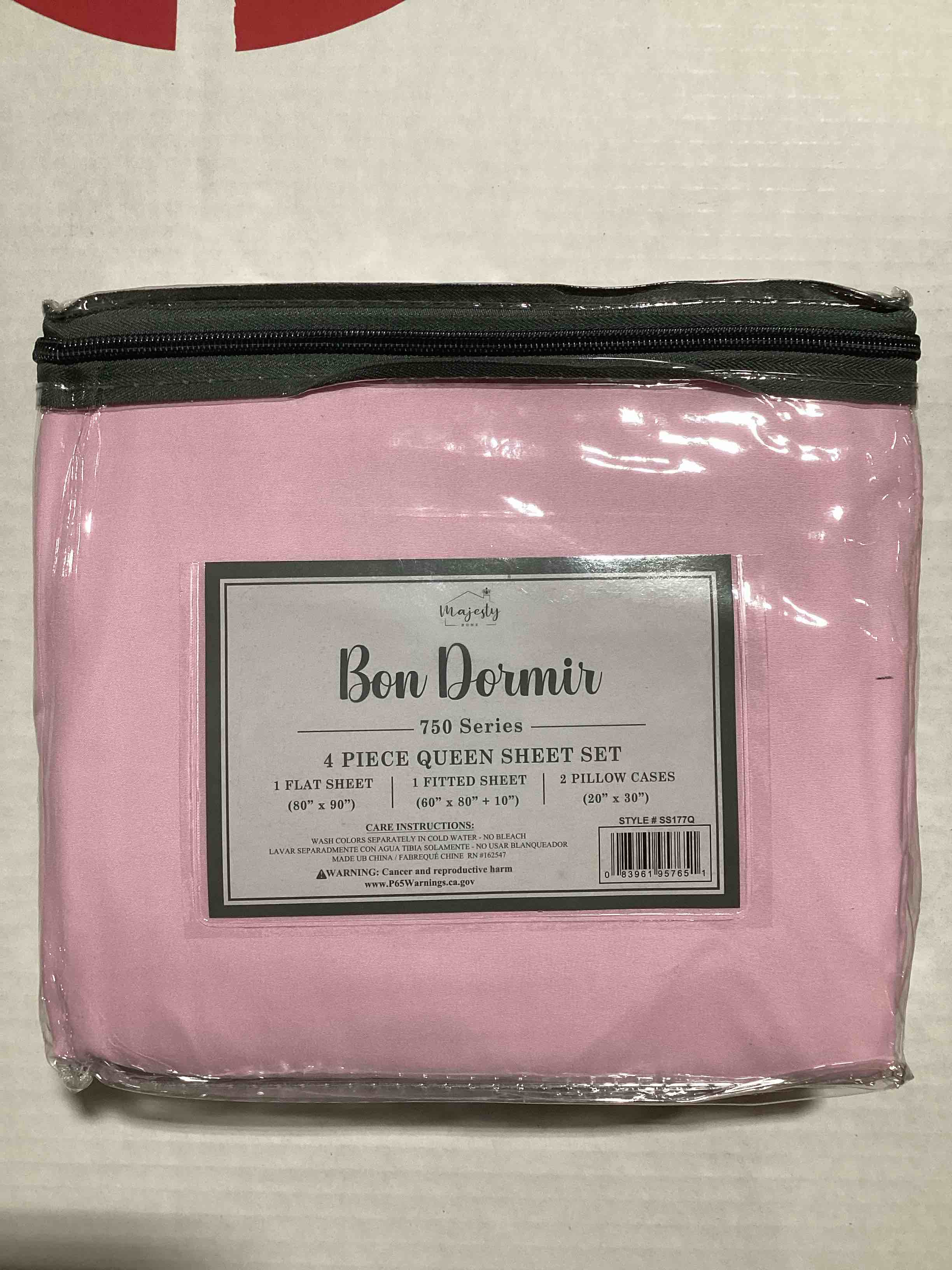 Bon Dormir 750 series 4 piece queen sheet set includes one flat sheet one fitted sheet two pillowcases