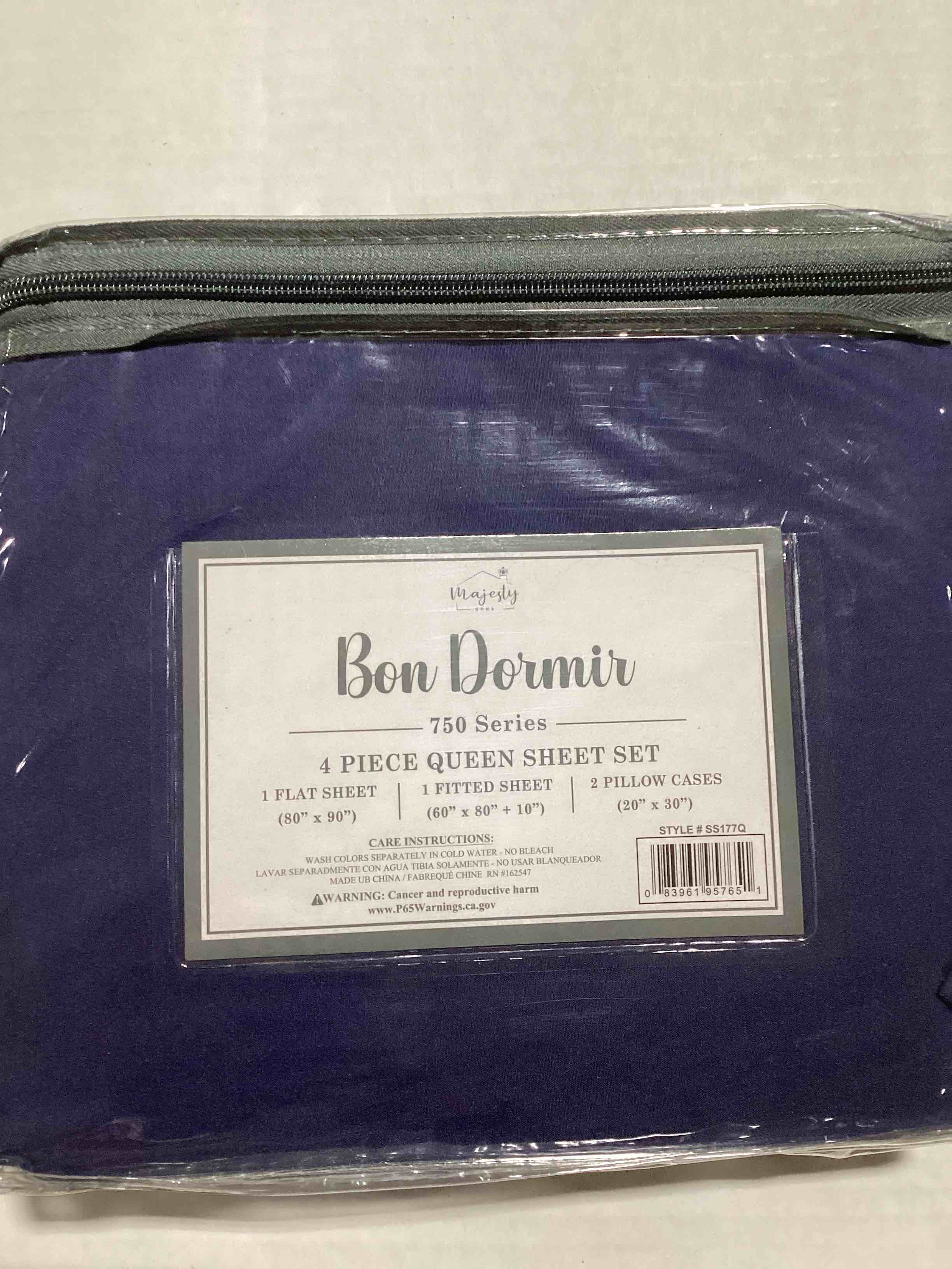 Bon Dormir 750 series 4 piece queen sheet set includes one flat sheet one fitted sheet two pillowcases
