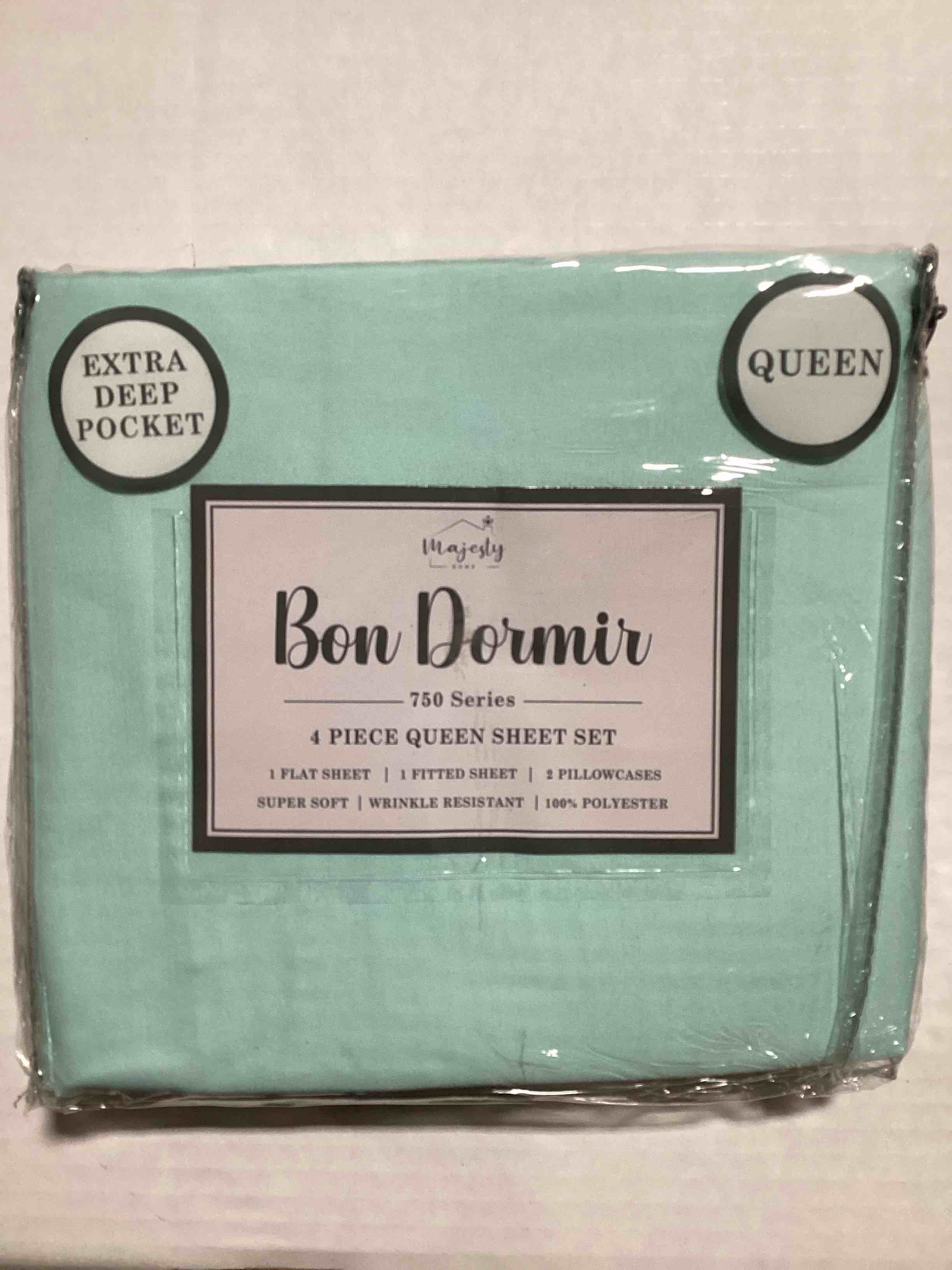 Bon Dormir 750 series 4 piece queen sheet set includes one flat sheet one fitted sheet two pillowcases