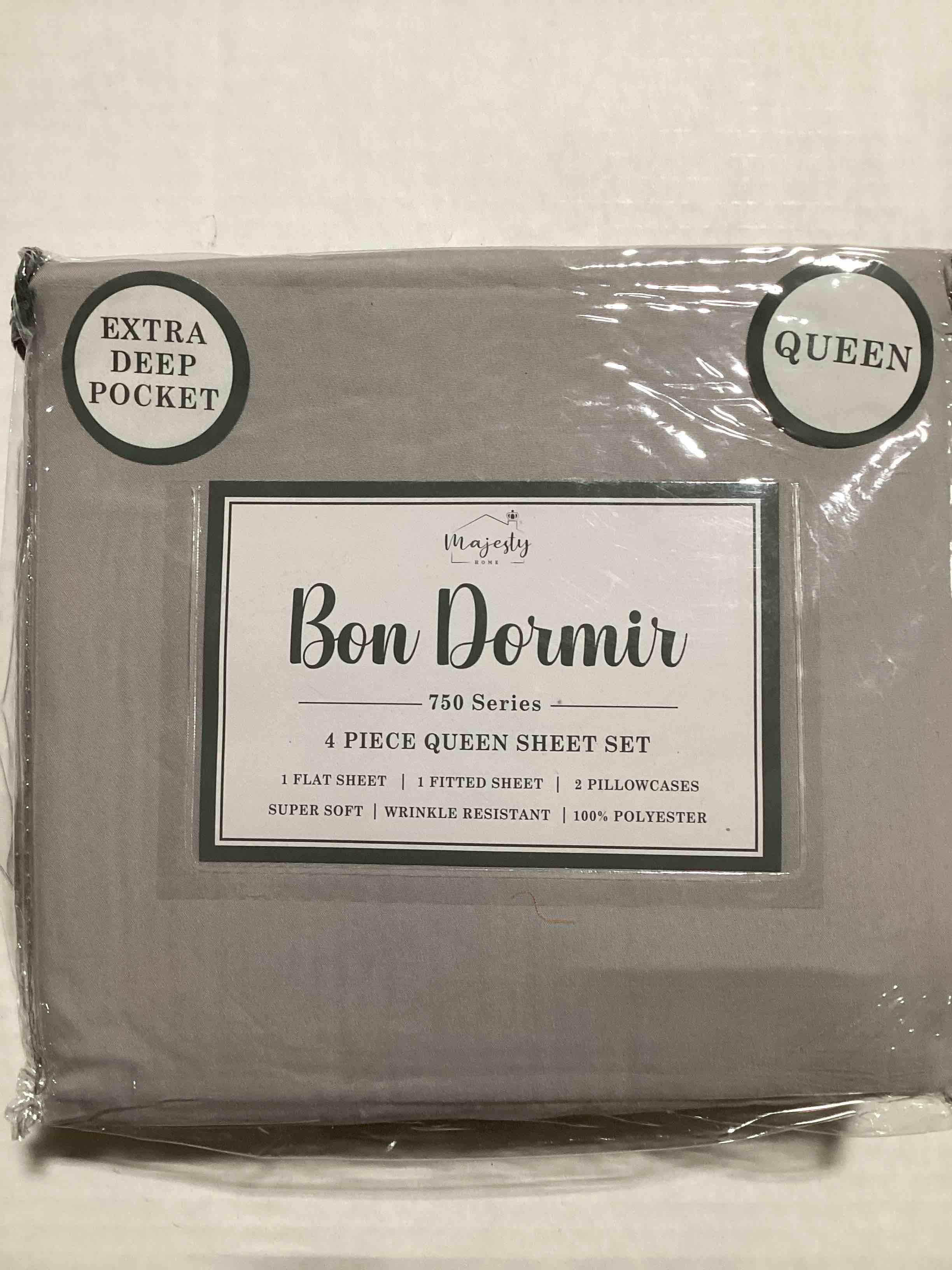 Bon Dormir 750 series 4 piece queen sheet set includes one flat sheet one fitted sheet two pillowcases