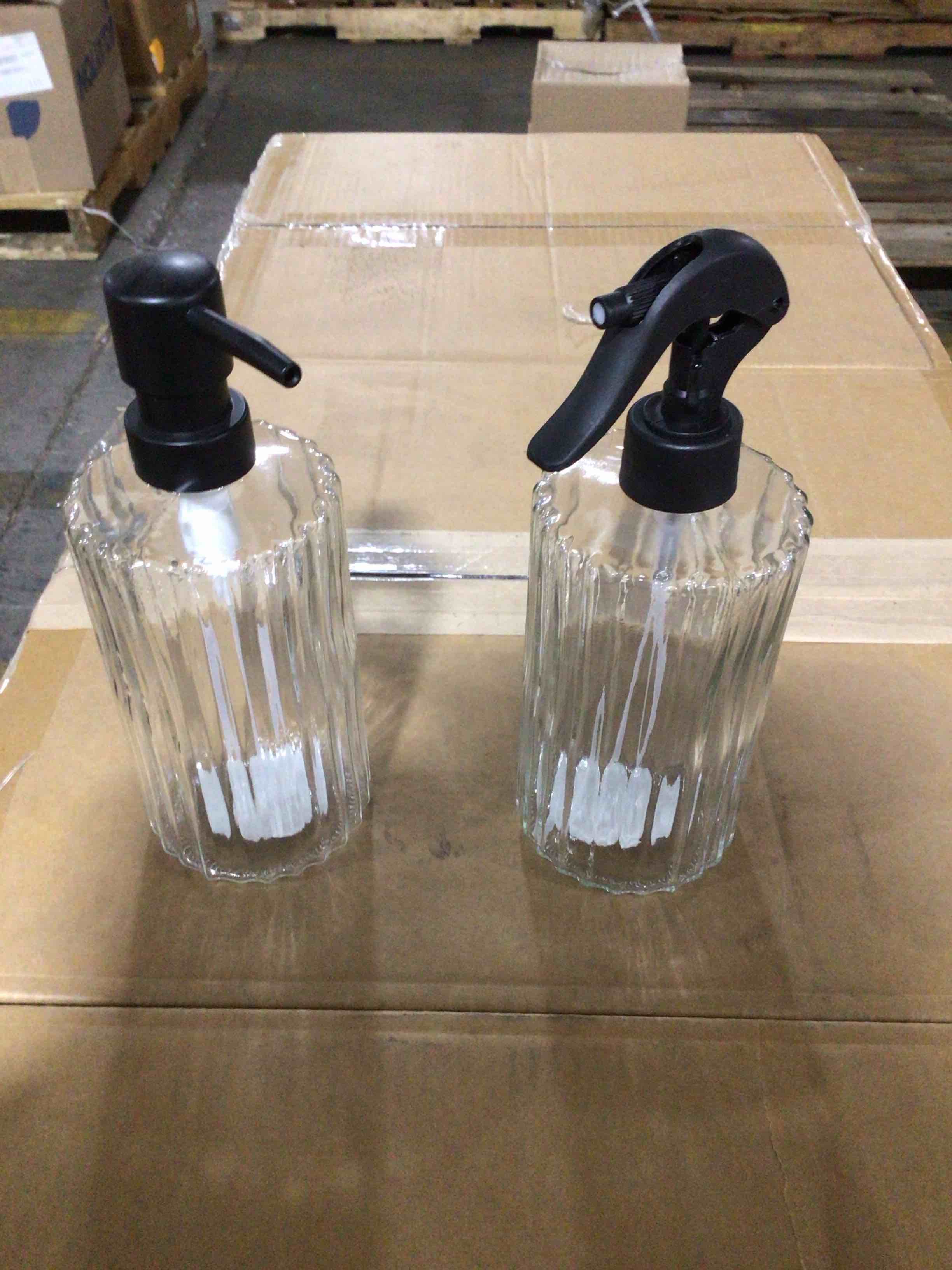 set of clear glass pump jars