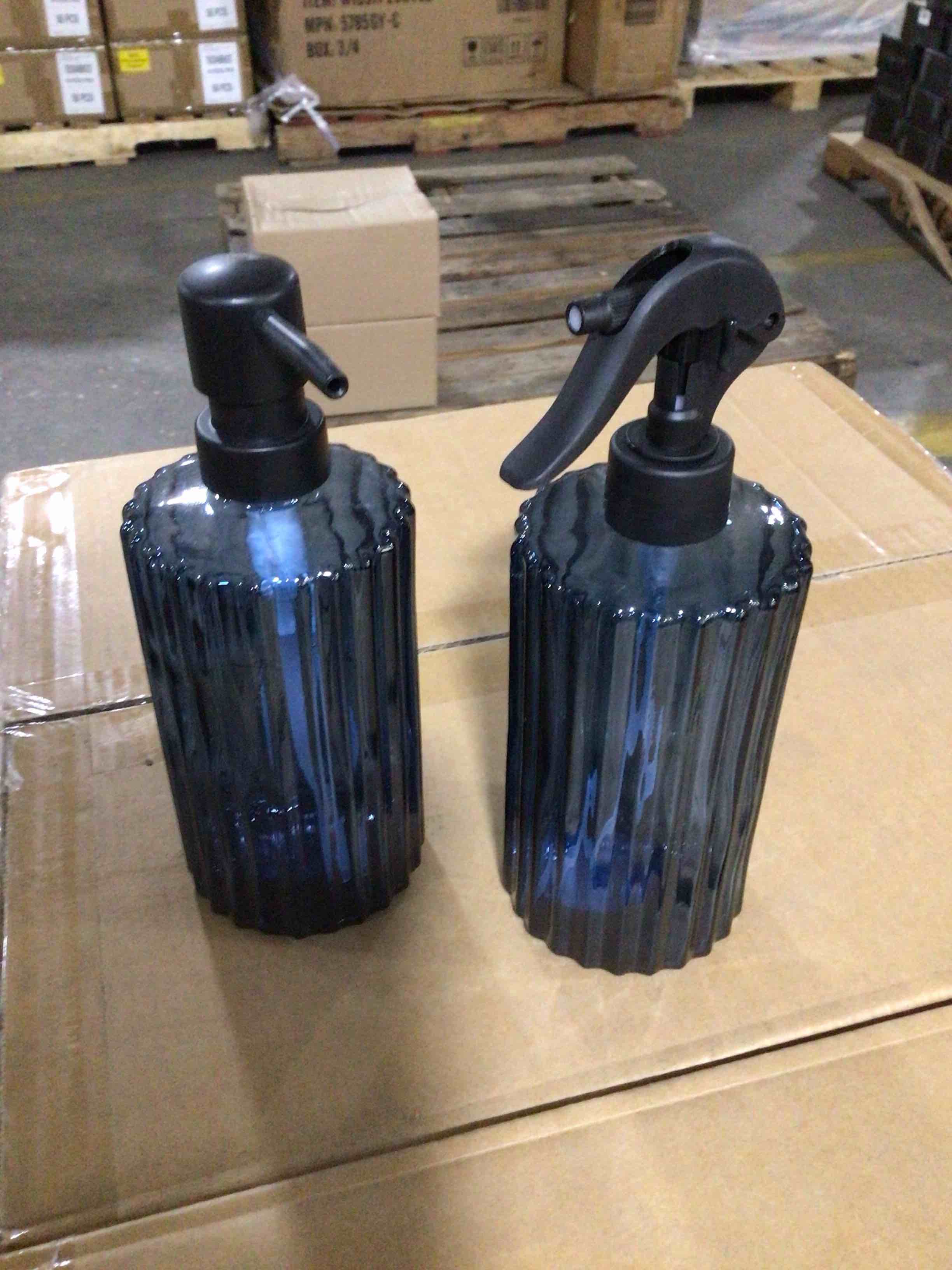 Set of Blue Glass Pump Jars 