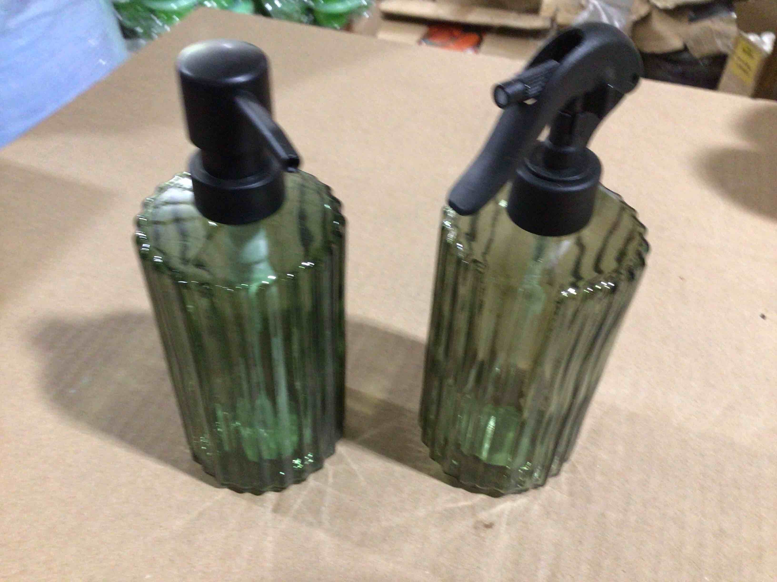Set of Green Glass Pump Jars