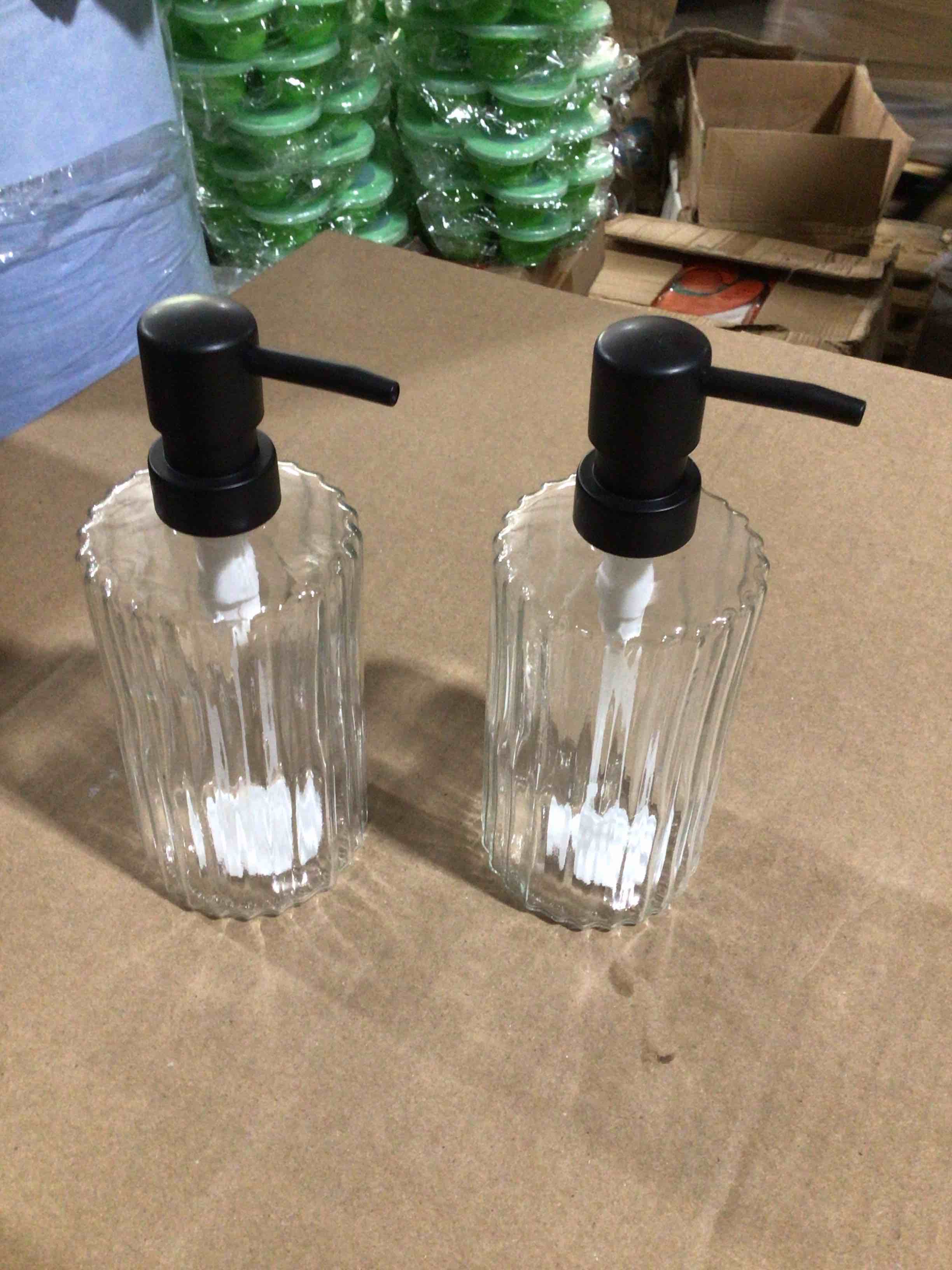 set of clear glass pump jars 