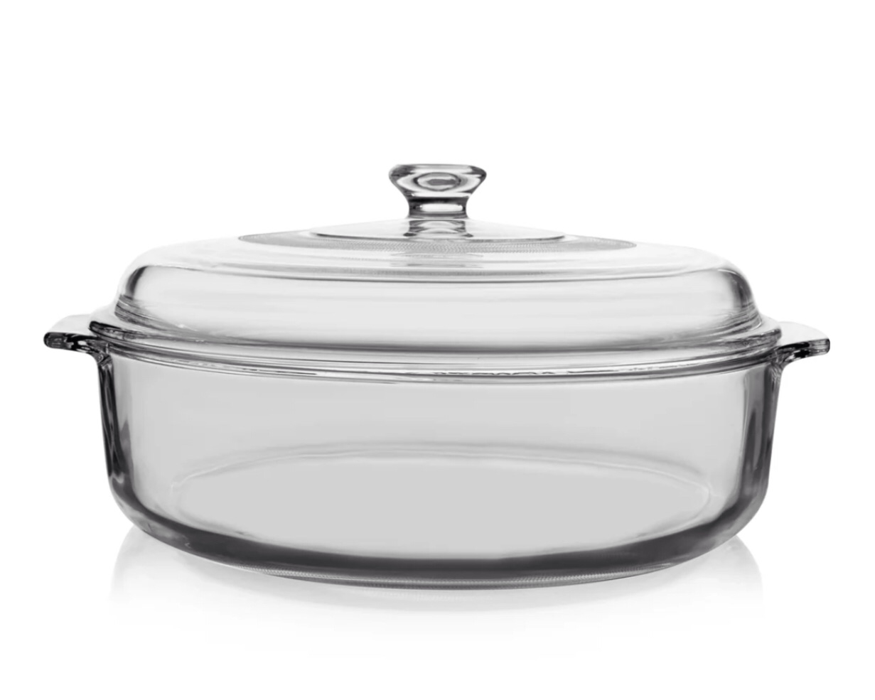 Case of 2 Libbey Baker's Basics Glass Casserole Dish with Cover, 3-quart