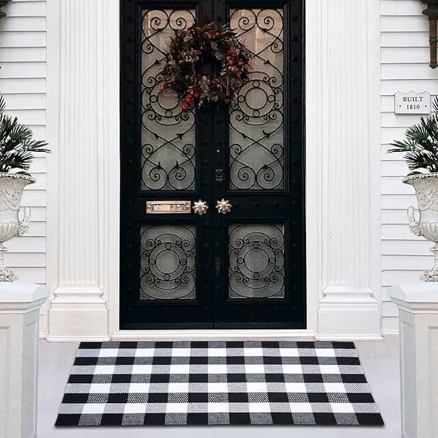 Barbara king 2’x3’ indoor/outdoor textured vinyl mat, buffalo checkers