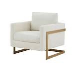 Modrest Prince - Contemporary Cream Fabric + Gold Accent Chair