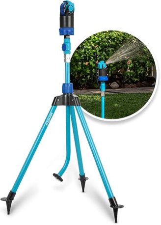 Aqua Joe Indestructible Turbo Drive 360º Telescoping Tripod Lawn & Garden Sprinkler  6 Spray Patterns  4 500 Sq. ft. Max Coverage