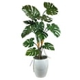 Faux 5' Deluxe Split Leaf Floor Plant in Grey Stone Pot