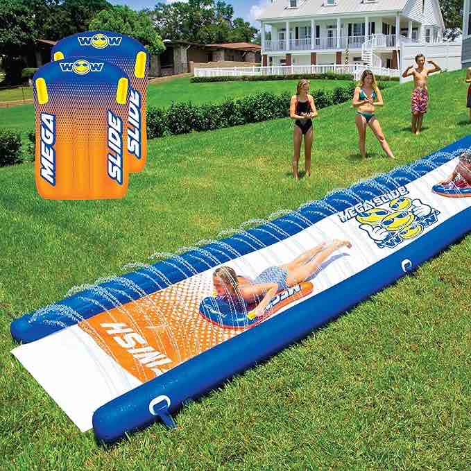 Wow Sports - Mega Water Slide - Giant Inflatable Backyard Slip N Slide - Includes 2 Mega Sleds - Perfect for Adults & Children - Long Design 25 ft x 6 ft