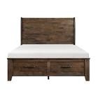 Homelegance Jerrick Queen Sleigh Platform Bed with Footboard Storage in Burnished Brown & Nighstand