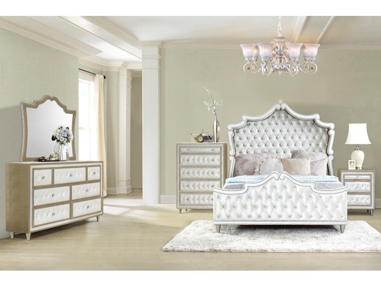 Coaster Bedroom Antonella California King Set Upholstered Ivory And Camel 223522 a