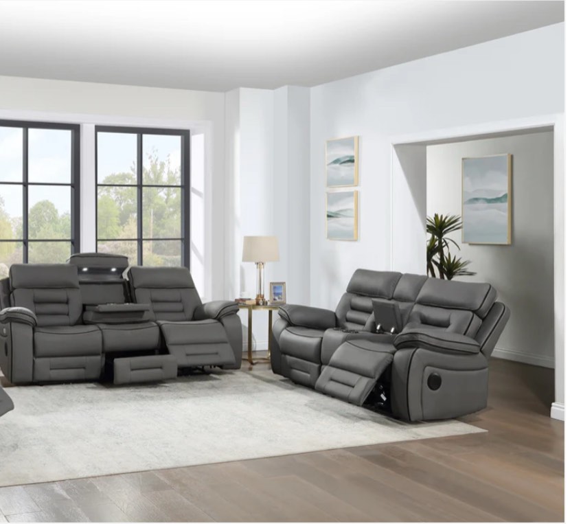 APOLLO COLLECTION POWER RECLINING 2PC SOFA SET GRAY