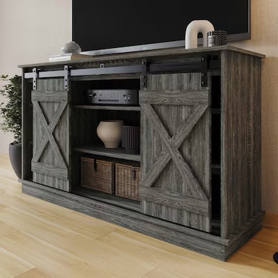 ChaletPosh Farmhouse/Rustic Dark Grey 54.33-in W TV stand ( Accommodates TVs up to 52-in)