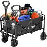 GVDV GVDV Collapsible Folding Wagon, 550LBS Large Heavy Duty Utility Cart with All-Terrain Wheels and Adjustable Handles for Shopping, Camping, Sports, Outdoor, Beach, Black
