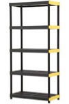Shelf black and yellow 5-Tier Easy Assembly Multi-purpose Plastic Garage Storage Shelving Unit in Black (36 in. W x 74 in. H x 18 in. D) by HDX