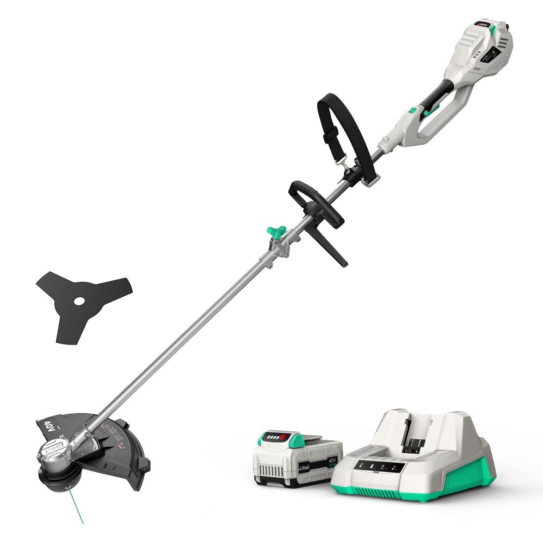 Litheli 40V 14" 2-in-1 Cordless String Trimmer / Brush Cutter with Brushless Motor + 2.